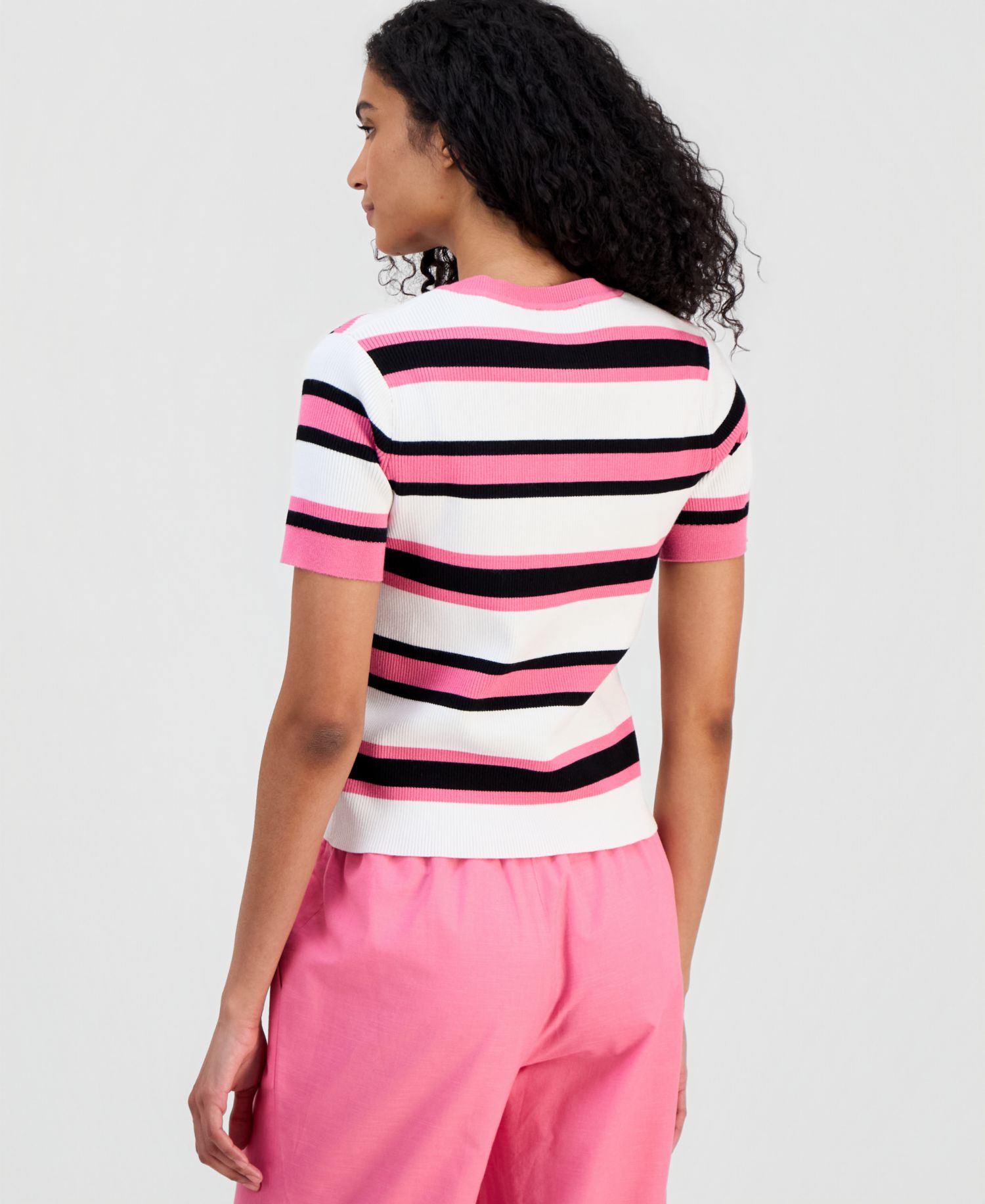 Women's Short-Sleeve Ribbed Cardigan
