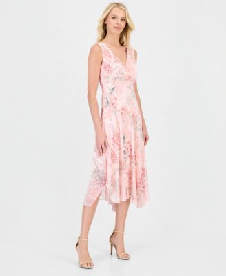 Petite Floral Chiffon Handkerchief Midi Dress