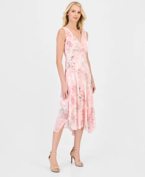 Petite Floral Chiffon Handkerchief Midi Dress - SFC