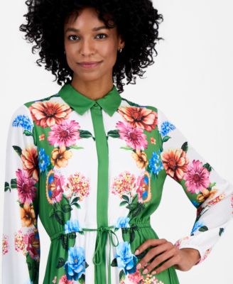 Women's Drawstring-Waist Midi Shirtdress