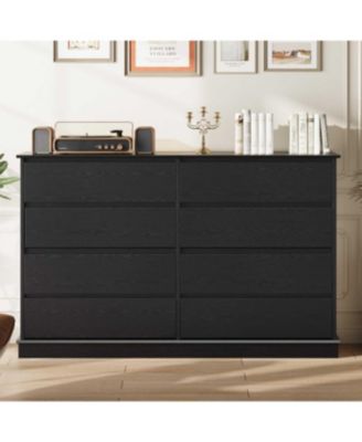 8-Drawer Dresser for Bedroom – Wide Oak Chest with Spacious Top, Modern Wooden Storage Organizer for Closet, Living Room, Hallway