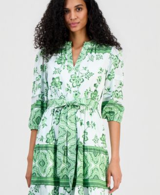 Women's Split-Neck Tiered Dress