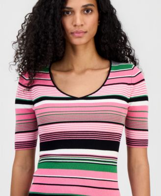 Women's V-Neck Elbow-Sleeve Top