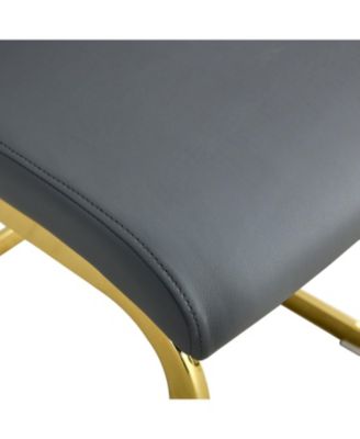 Modern Gray PU Leather Dining Chairs (Set of 2)