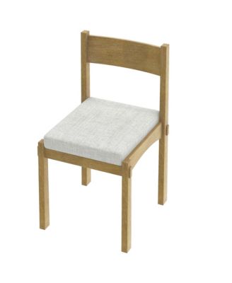 Retro 7-Piece Dining Set for 6 with Upholstered Chairs (Natural Wood