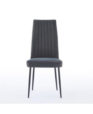 Dark Grey Velvet Dining Chairs - Set of 2, Adjustable Feet