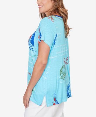 Plus Size Bon Voyage Trim Detail Graphic T-Shirt