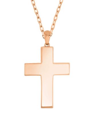 Onyx and Diamond (0.048 ct. t.w.) Cross Necklace in 10k Rose Gold