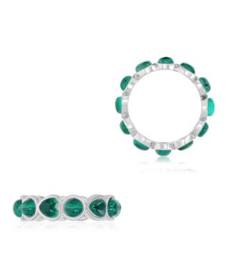 Malachite (3 ct. t.w.) Alternate Band Ring in Rhodium Over Sterling Silver