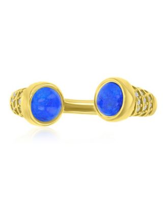 Lapis (1 ct. t.w.) and Cubic Zirconia Ring in 14K Yellow Gold Over Sterling Silver