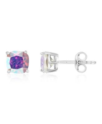 Aurora Borealis Cubic Zirconia Solitaire Stud Earrings