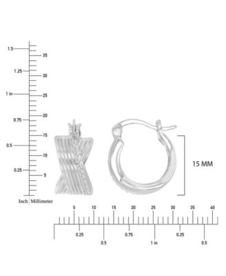 Cubic Zirconia (0.28 ct. t.w.) Rhodium Over Sterling Silver Crossover Huggie Earrings (Also in 14k Yellow Gold Over Sterling Silver)
