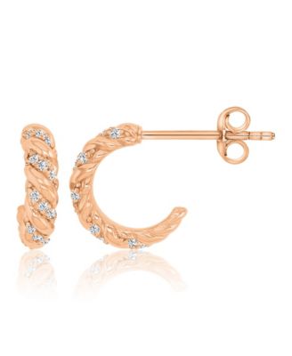 Cubic Zirconia (0.27 ct. t.w.) Spiral Huggie Earrings