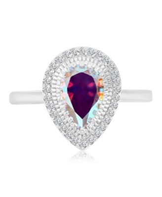 Cubic Zirconia (2.56 ct. t.w.) and Aurora Borealis (2.56 ct. t.w.) Pear Halo Ring
