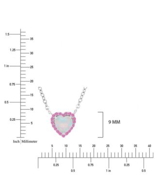 Pink Sapphire (0.12 ct. t.w.) & Opal (6mm) Necklace in Rhodium Over Sterling Silver