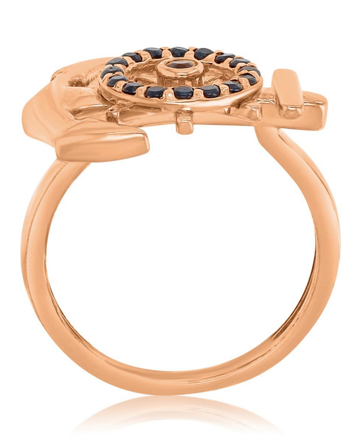 Macy's Onyx (0.32 ct. t.w.) & Garnet (0.05 Anchor Ring 14k Rose Gold Over Sterling Silver