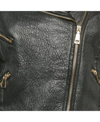 Women's Black Spider Web Print Leather Riders Jacket