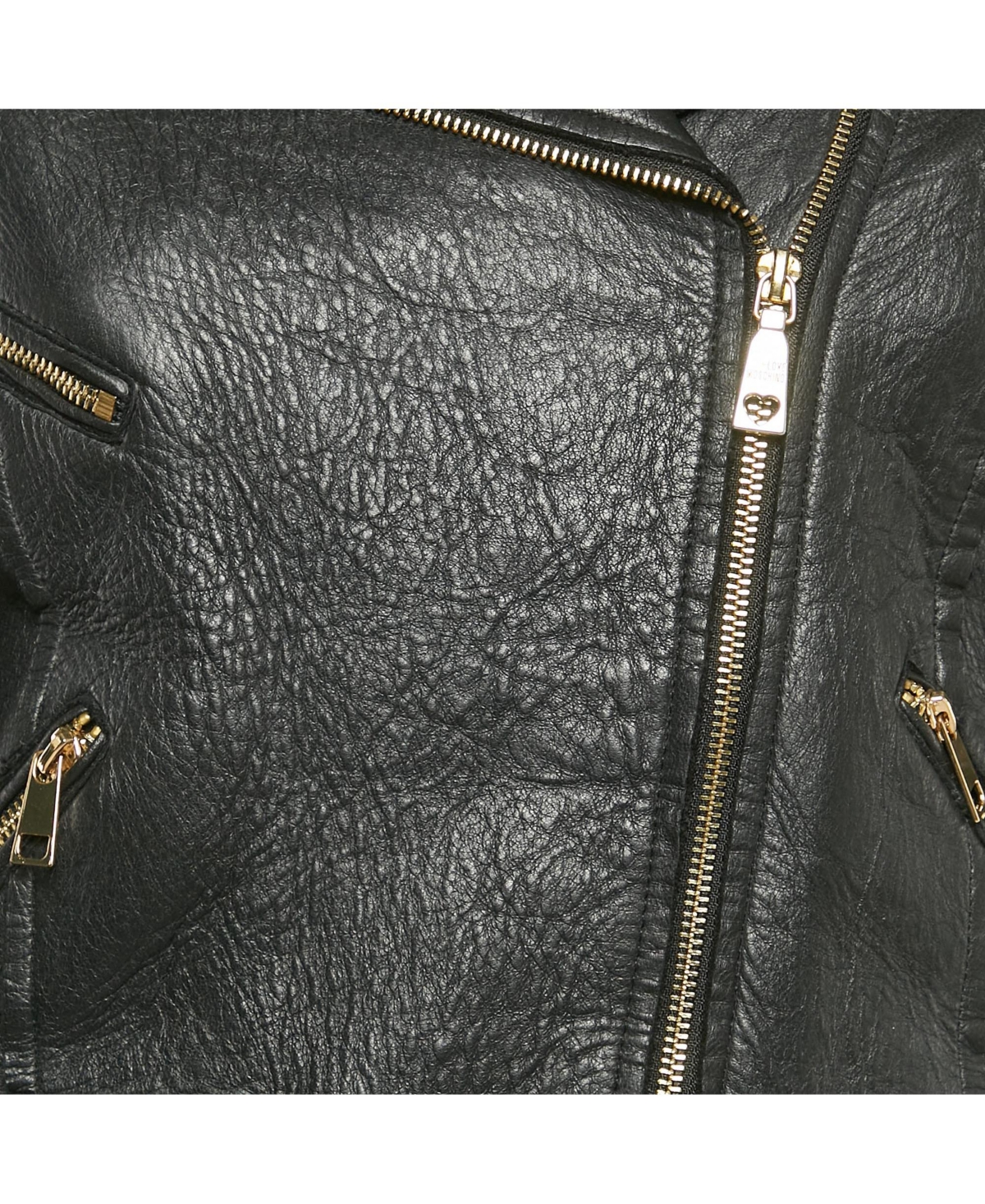 Pre-Owned Love Moschino Women's Black Spider Web Print Leather Riders Jacket