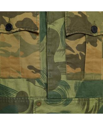 Women's Military Green Camouflage Cotton Blend Button Front Jacket