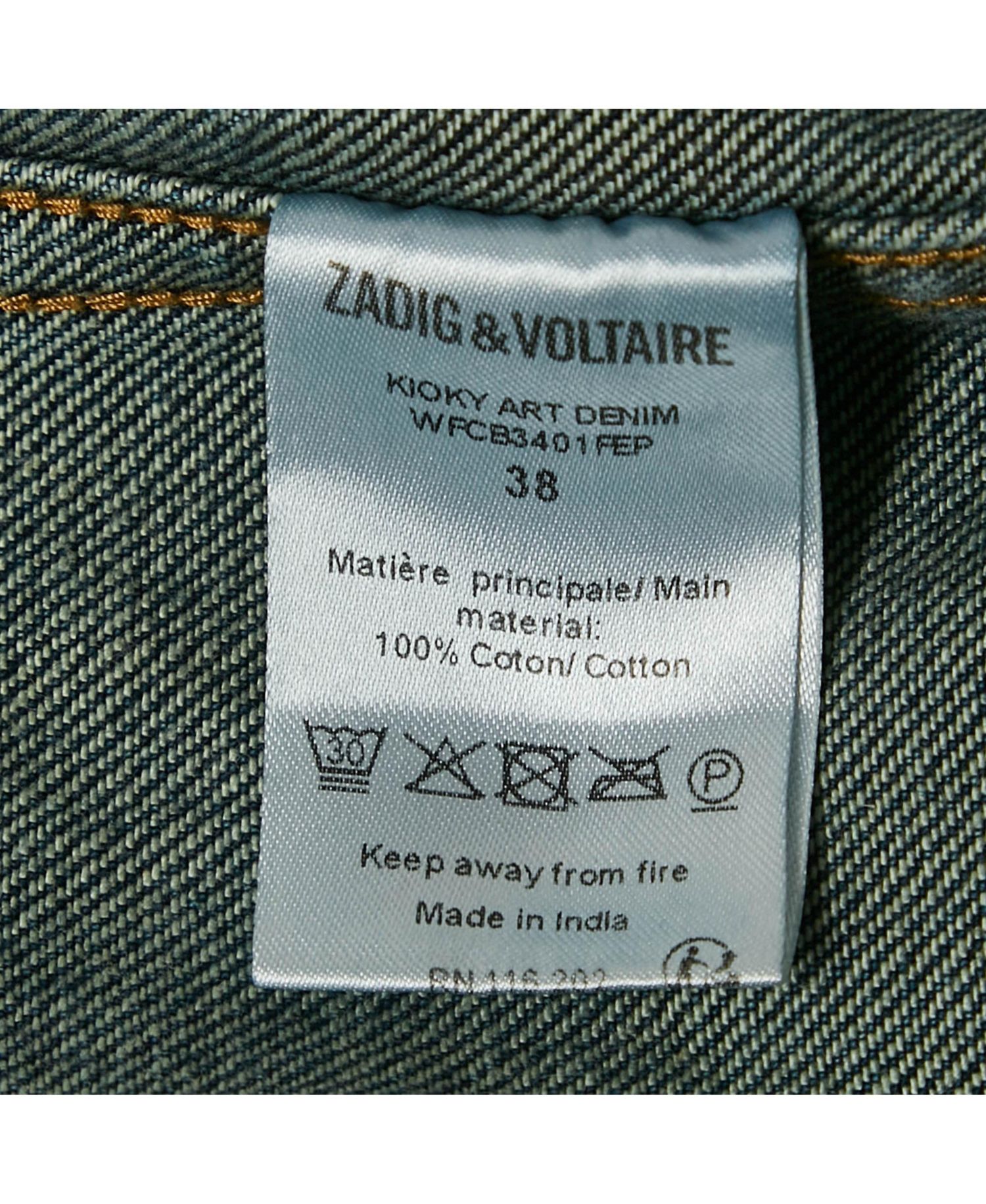 Women's Pre-Owned Zadig and Voltaire Blue Denim Button Front Kioky Art Jacket