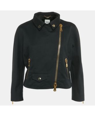 Women's Black Cotton Biker Jacket