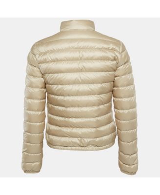 Women's Beige Nylon Padded Lans Down Jacket