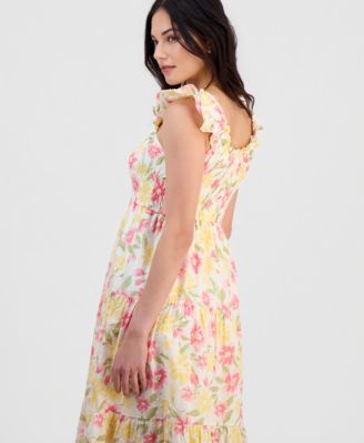 Juniors' Cotton Flutter-Sleeve Midi Dress