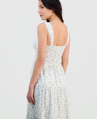 Juniors' Ditsy Floral Sweetheart-Neck Maxi Dress