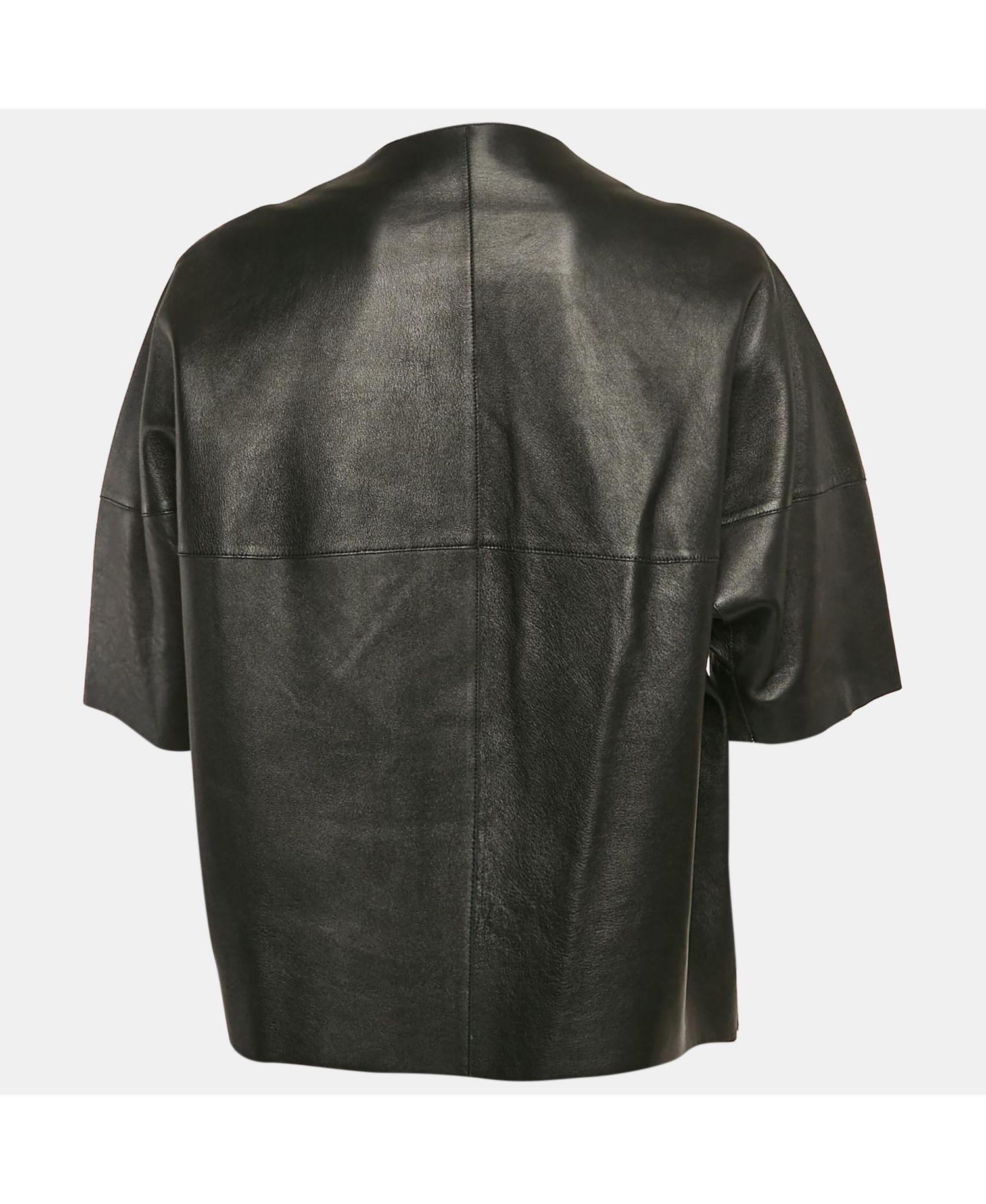 Women's Black Leather Double Breasted Short Jacket