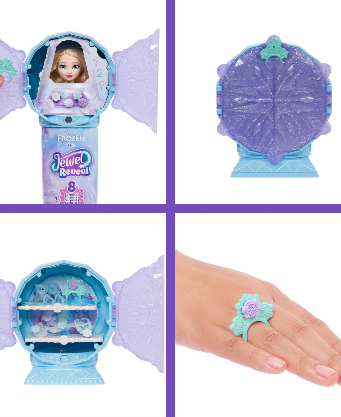 Детская кукла Disney Princess Elsa Jewel Reveal Surprise Fashion Doll, Ages 3+ — фото 3