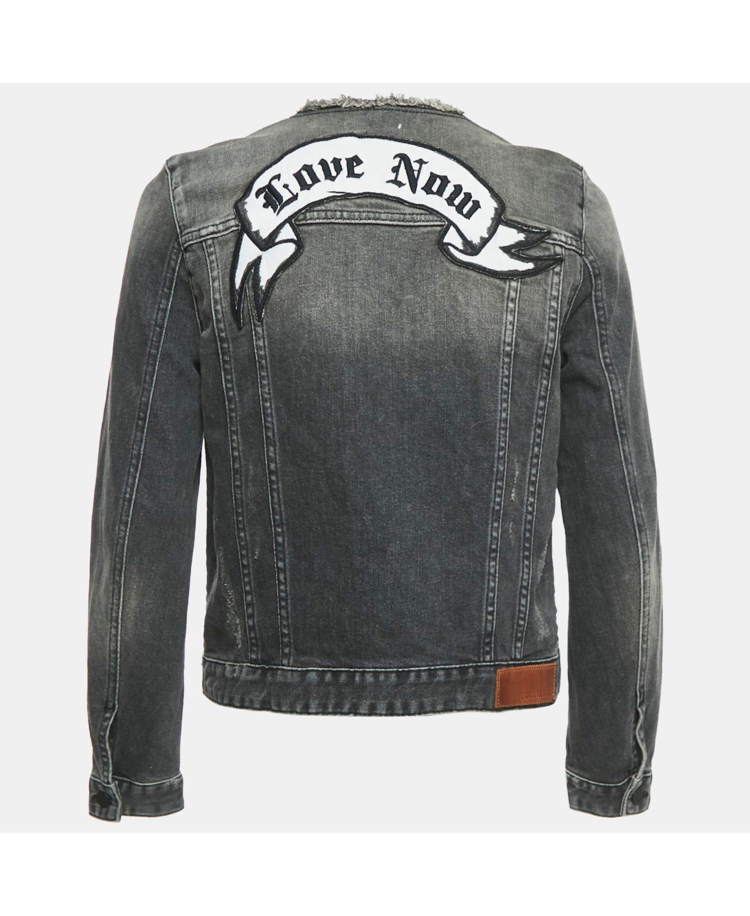 Women's Pre-Owned Zadig and Voltaire Grey Washed Denim Collar Neck Jacket