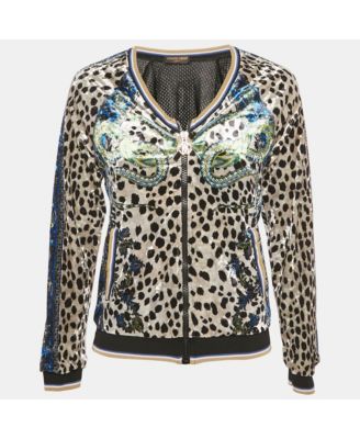 Women's Gym Multicolor Printed Velvet Zip -Up Jacket