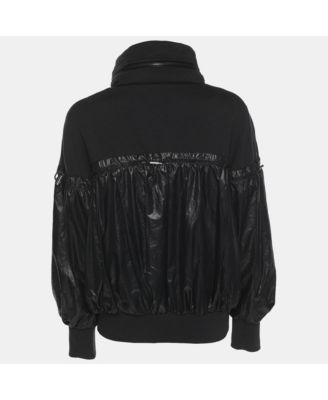 Women's Black Jersey Nylon Hoodie Jacket