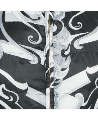 Women's Purple/black Printed Nylon Down Vest