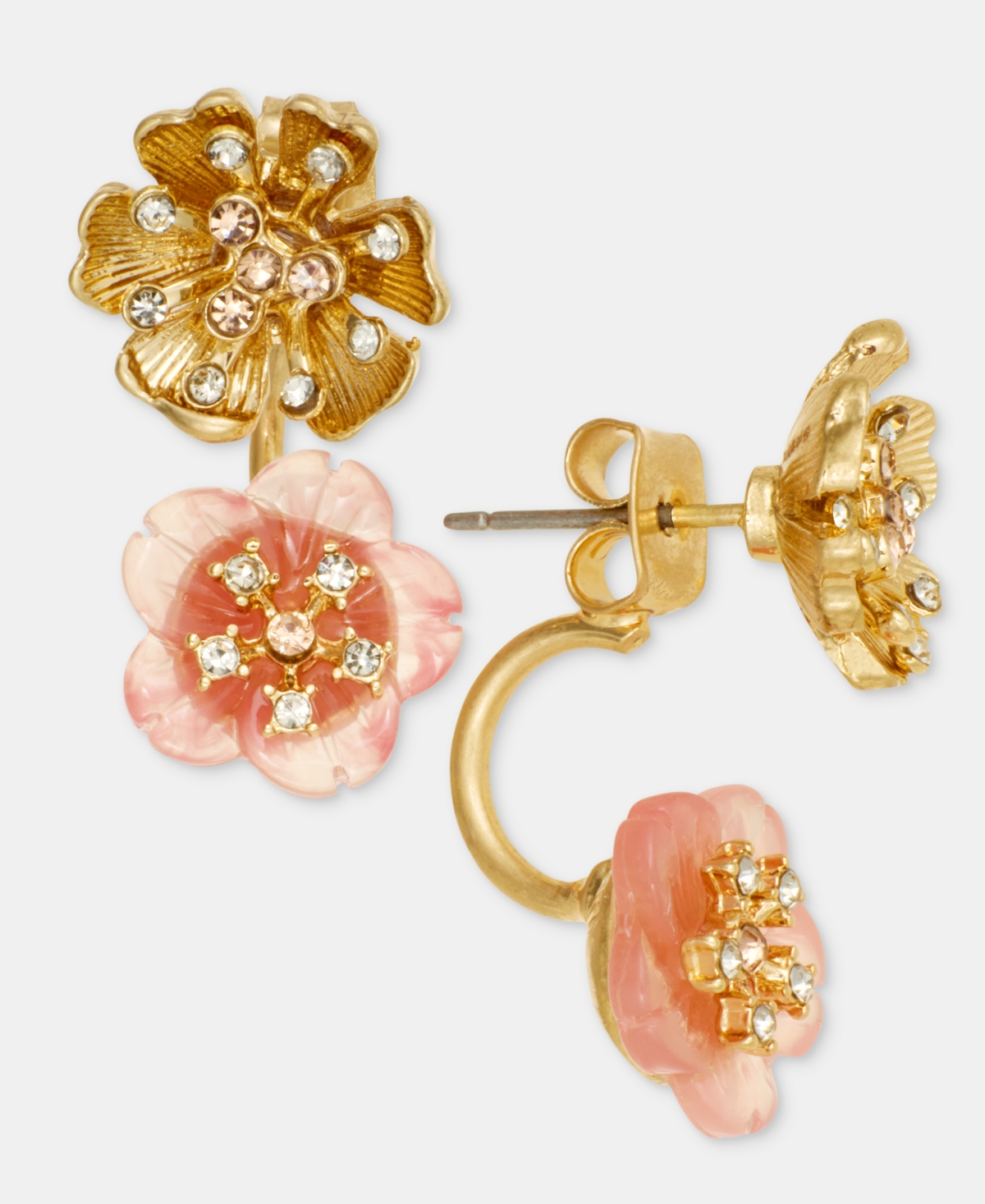 lonna & lilly Coral Flower Front Earrings