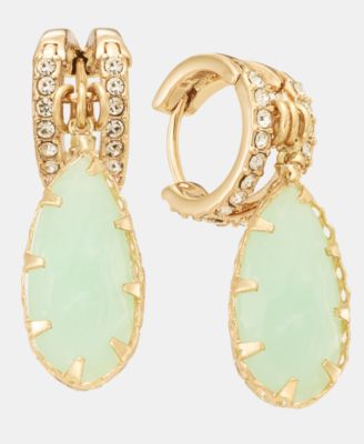 Colored Stone Drop Hoop Earrings