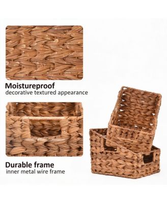 Handmade Trapezoid Wicker Baskets with Handles - 2-Pack