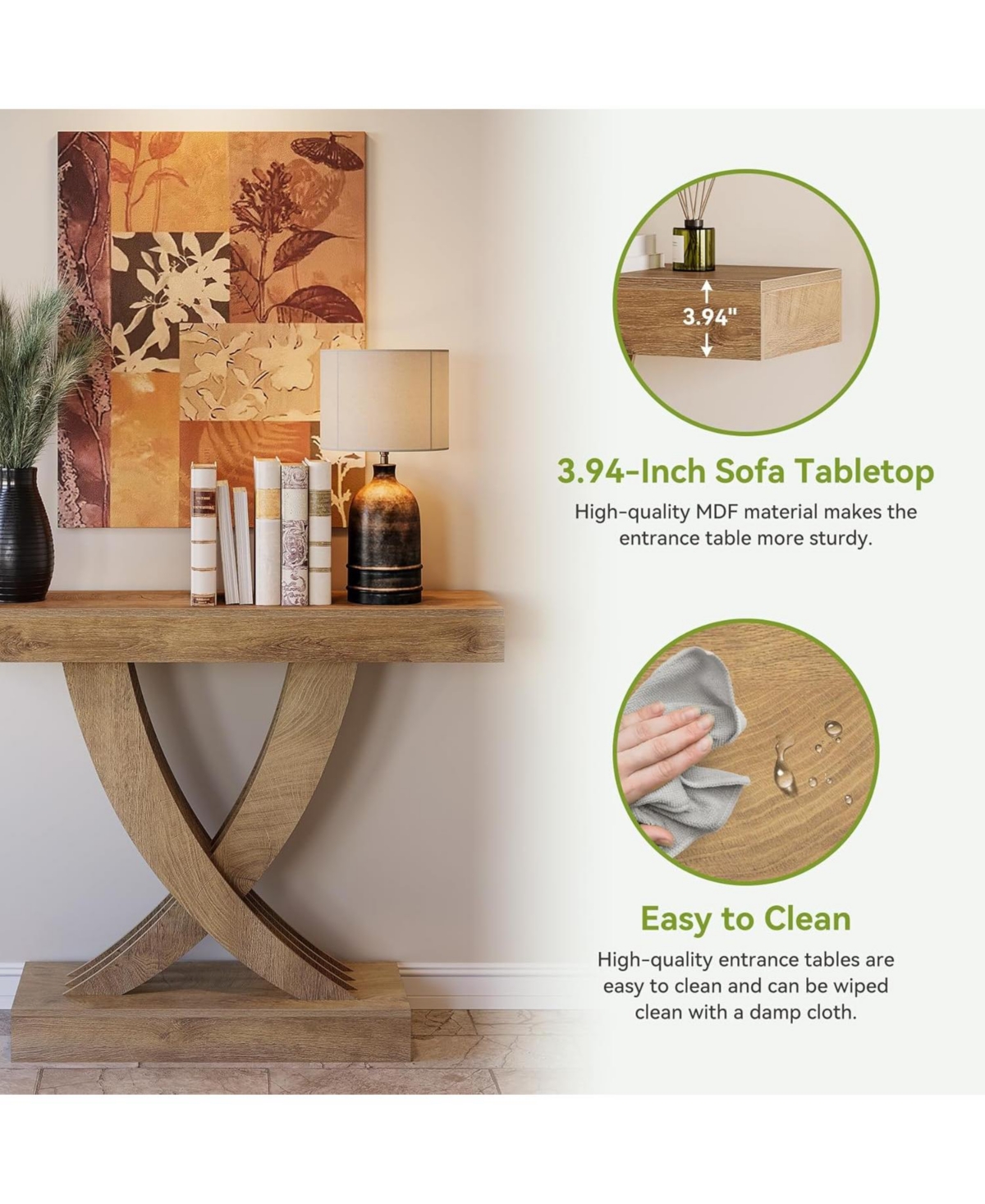 Tribesigns 43.3 Inch Entryway Table, Farmhouse Wooden Console Table Behind The Couch, Rectangular Sofa Table for Entrance, Hallway, Living Room, Foyer