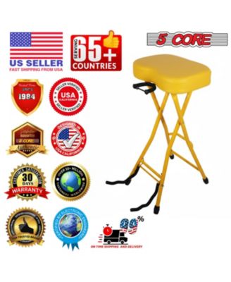 Guitar Stool 3.15" Padded Chair Foldable Heavy Duty Music Seat Built in Foot Rest Guitar Stand