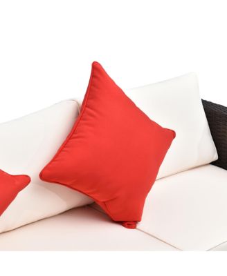 6-Piece Outdoor Patio Rat Wicker Furniture Sofa Set w/ Cushion