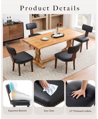 Dining Chairs Modern Leather Kitchen Chairs,Upholstered Side Chairs,Curved Backrest Dining Chairs with Hardwood Frame