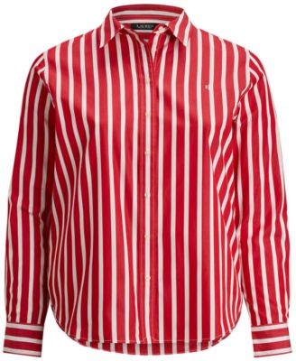 Plus Size Classic Fit Striped Point Collar Shirt