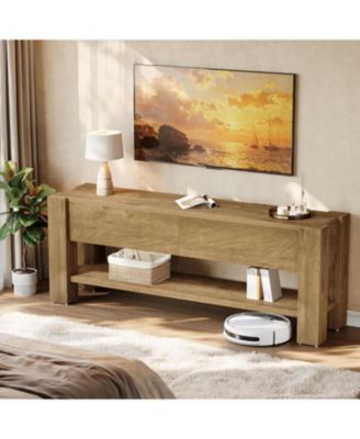 63" TV Stand for TVs up to 75-Inch, Entertainment Center with 2 Drawers and Open Storage Shelves, Media Console Television Stands