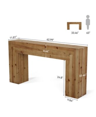 Solid Wood Console Table for Living Room, 62.99-Inch Farmhouse Entryway Table Indoor for Foyer, Hallway