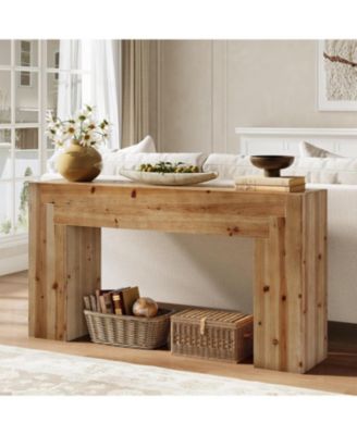 Solid Wood Console Table for Living Room, 62.99-Inch Farmhouse Entryway Table Indoor for Foyer, Hallway
