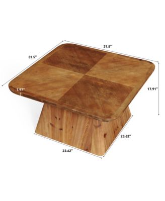 Vintage Solid Wood Coffee Table, 31.5" Square Coffee Table for Living Room, Classic Living Room Center Tables, Brown