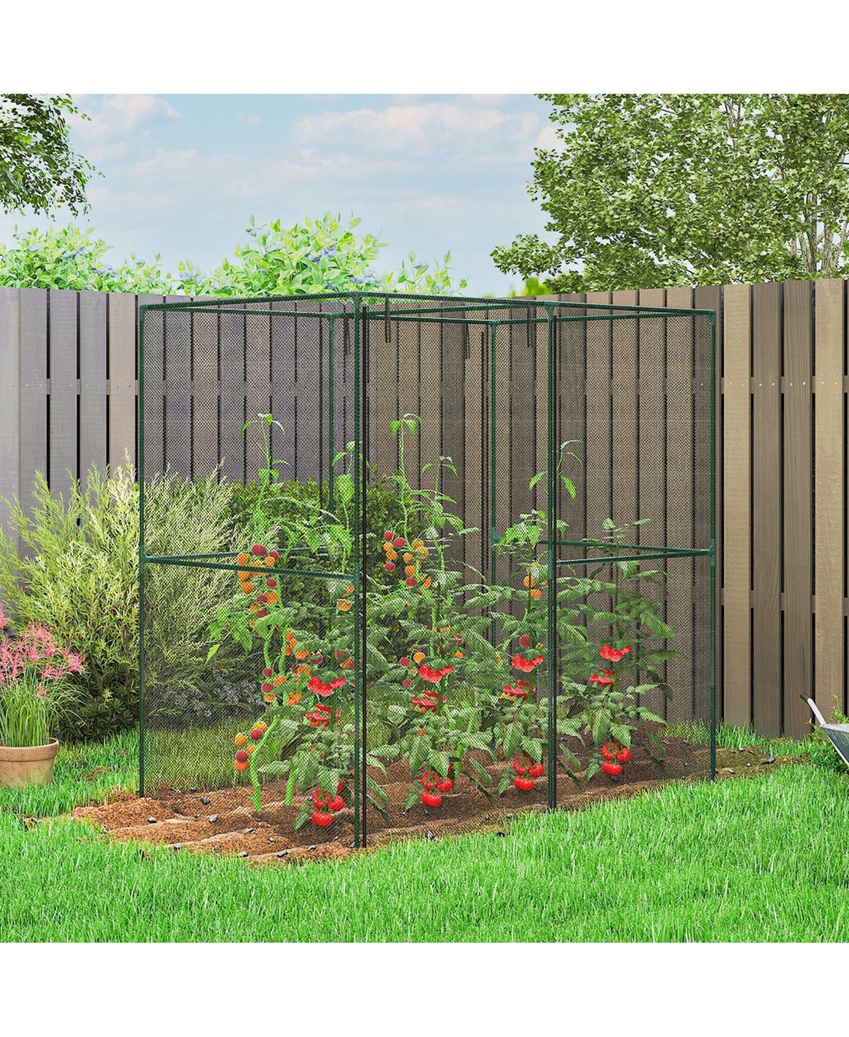 Outsunny 4' x Walk-in Crop Cage, Plant Protectors with Door,