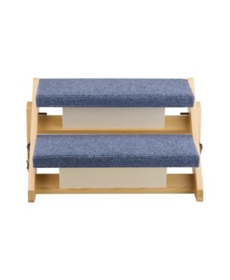 2-Step Wooden Pet Stairs for Bed, Sofa, or Car, Foldable Flat Design, 110 lb Capacity