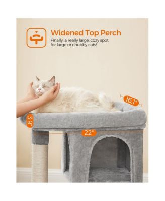 39.8-Inch Cat Tower for Extra Large Cats up to 44 lb: Large Perch, 2 Cat Caves, Scratching Posts