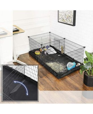 Small Animal Playpen with Oxford Floor Mat, 48.4" x 24.8", 1" Wire Spacing, Modular Panels, 2 Doors